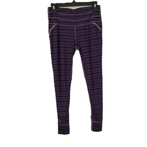 ATHLETA | Women’s Purple/Black Relay Striped Waist Zip Pocket Leggings Size‎ S
